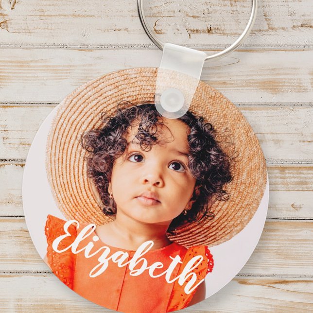 Modern Simple Script Add Your Name and Photo Keychain (Creator Uploaded)