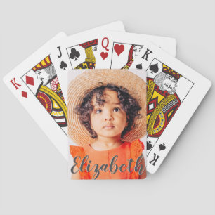 Modern Simple Script Add Your Name and Photo Playing Cards