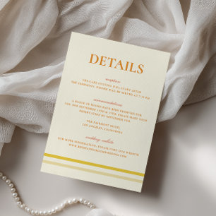 Modern Simple Script Butter Yellow Wedding Details Enclosure Card