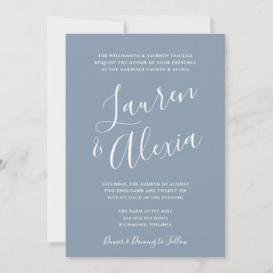 Modern Simple Script Calligraphy Photo Wedding  In Invitation