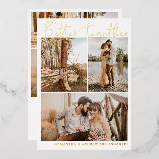 Modern simple script chic 6 photos engagement (Front/Back)