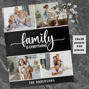Modern simple Script Family Photo Jigsaw Puzzle