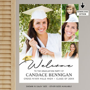 Modern Simple Script Graduate Welcome 4 Photo Poster