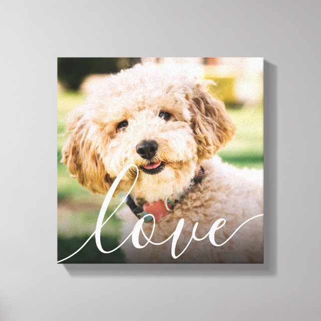 Modern Simple Script Love Pet Photo Memorial Canvas Print (Front)