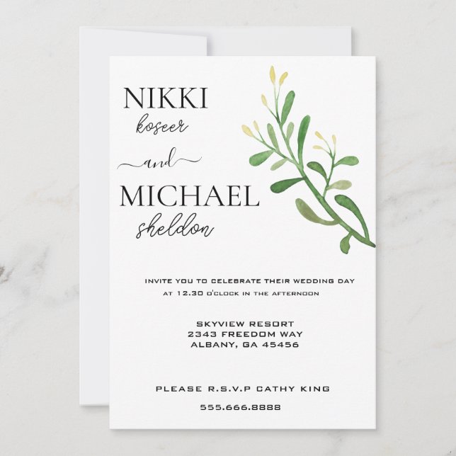 Modern Simple Script Minimalist Boho Wedding Invitation (Front)