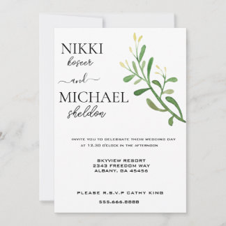 Modern Simple Script Minimalist Boho Wedding Invitation