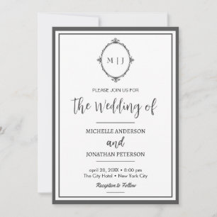 Modern Simple Script Monogram Photo Wedding Save The Date