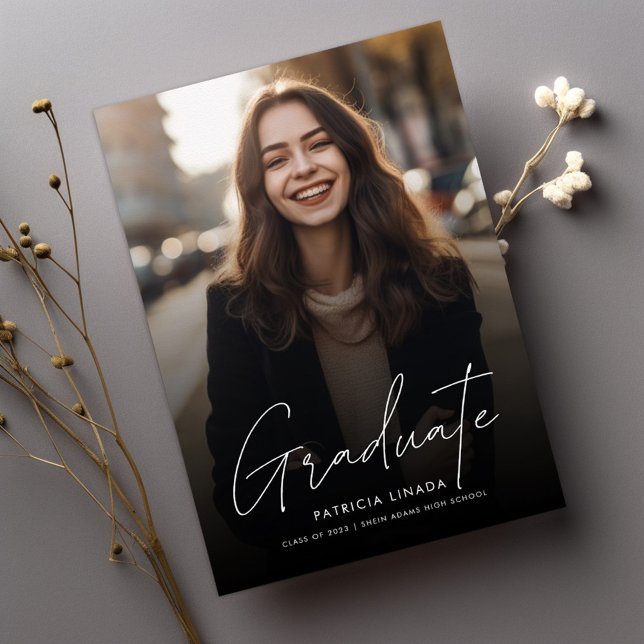 Modern Simple Script Overlay Photo 2023 Graduation Announcement (Creator Uploaded)