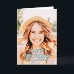 Modern Simple Script Photo Birthday Greeting Card<br><div class="desc">Design is modern and simple. Add a custom photo of the birthday celebrant and add his/her name, add a custom message</div>