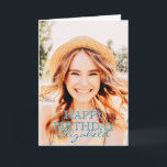 Modern Simple Script Photo Birthday Greeting Card<br><div class="desc">Design is modern and simple. Add a custom photo of the birthday celebrant and add his/her name, add a custom message</div>