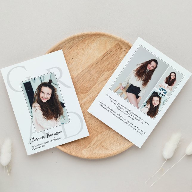 Modern Simple Script Photo Collage Graduation Invitation (Creator Uploaded)