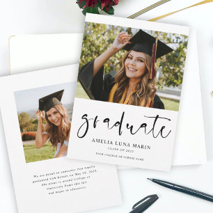 Modern Simple Script Photo Graduation Announcement