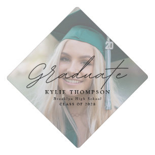 Modern Simple Script Photo  Graduation Cap Topper