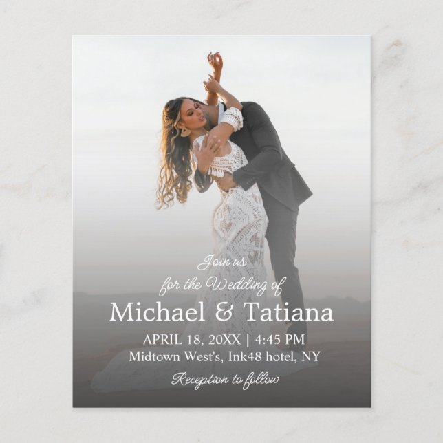 modern simple script photo wedding invitation (Front)