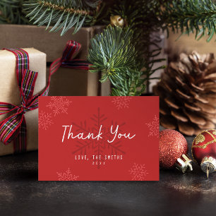 Modern Simple Script Snowflake Christmas Thank You Card