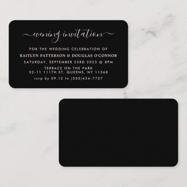 Modern Simple Script Soirée Invitation de billet (Devant / Derrière)