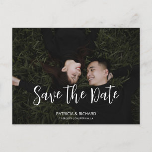 modern simple script Wedding Save The Date Photo Postcard