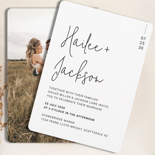 Modern Simple Script With Photo Minimalist Wedding Invitation (Creator Uploaded)
