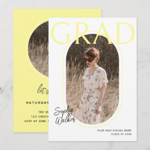 Modern Simple Script Yellow Photo Graduation Party Invitation