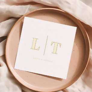 Modern Simple Serif Monogram Wedding Foil Napkins