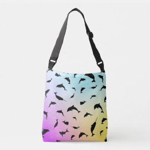 Modern Simple shark whale fish rainbow gradient Crossbody Bag