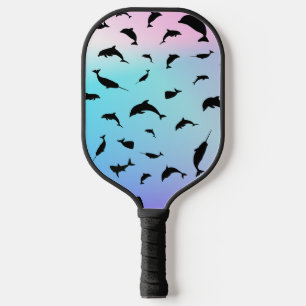 Modern Simple shark whale fish rainbow gradient  Pickleball Paddle