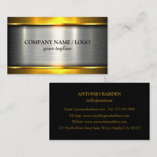 Modern Simple Shine Metallic Gold And Silver Business Card