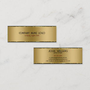 Modern Simple Shiny Metallic Gold And Black Mini Business Card
