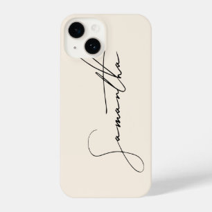 Modern Simple Signature Script Calligraphy Cream iPhone 14 Case