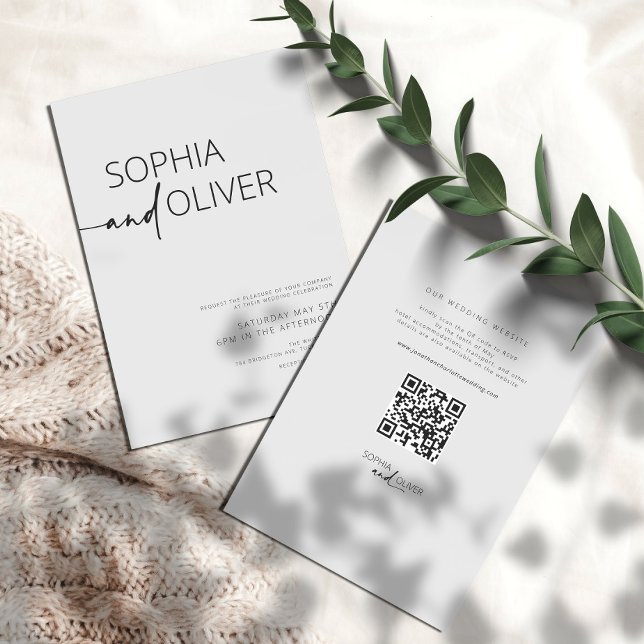 Modern Simple Silver Grey All-in-One Wedding Invitation (Creator Uploaded)