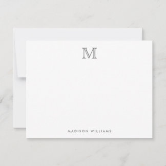 Modern Simple Silver Grey Monogram Card