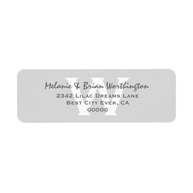 Modern Simple Silver Grey Monogram Wedding V12 (Front)
