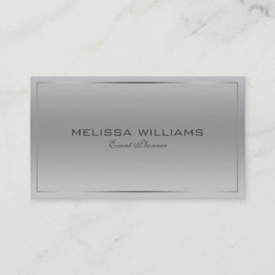 Modern Simple Silver Metallic Background Look Business Card