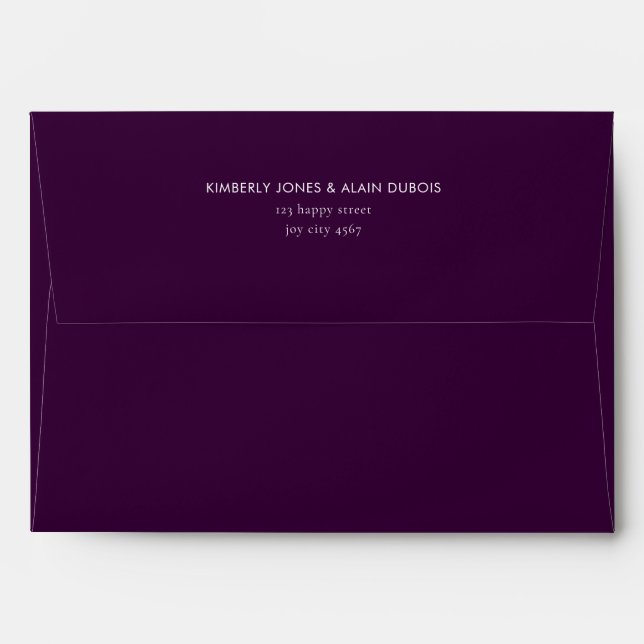 Modern Simple Solid Dark Purple Wedding Envelope (Back (Top Flap))