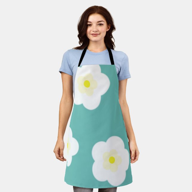 Modern Simple Spring Daisy flowers gradient  Apron (Worn)
