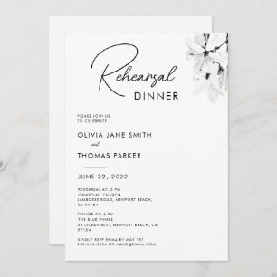 Modern Simple Spring Magnolia Rehearsal Dinner Invitation