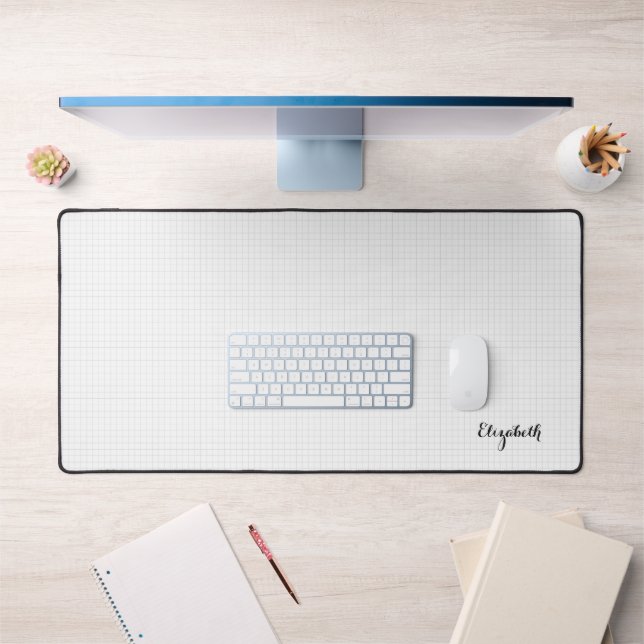 Modern Simple Squares Design Elegant Monogram Cool Desk Mat (Office 1)