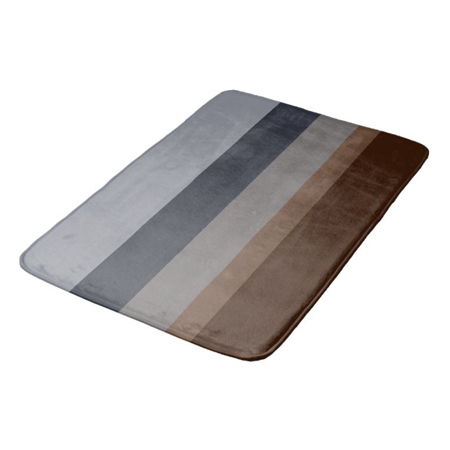 Modern Simple Stripe Design in Blues and Grey Bath Mat (Angled)
