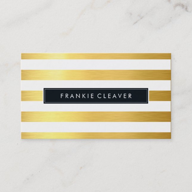 MODERN SIMPLE STRIPE PATTERN bold trendy gold foil Business Card (Front)