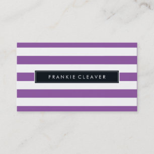 MODERN SIMPLE STRIPE PATTERN trendy bold purple Business Card