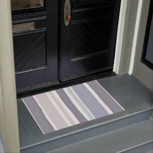 Modern simple stripe slate blue and gray doormat