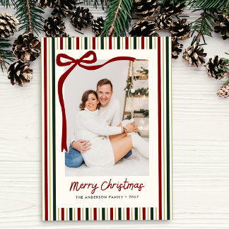 Modern Simple Stripes Christmas Family Photo Holiday Card