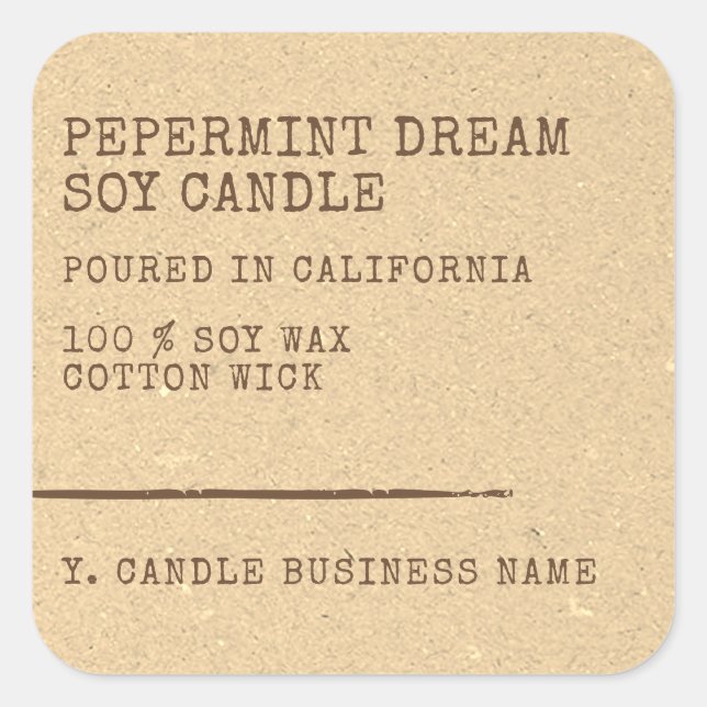 Modern Simple Style Beige Kraft Paper Candle Label (Front)