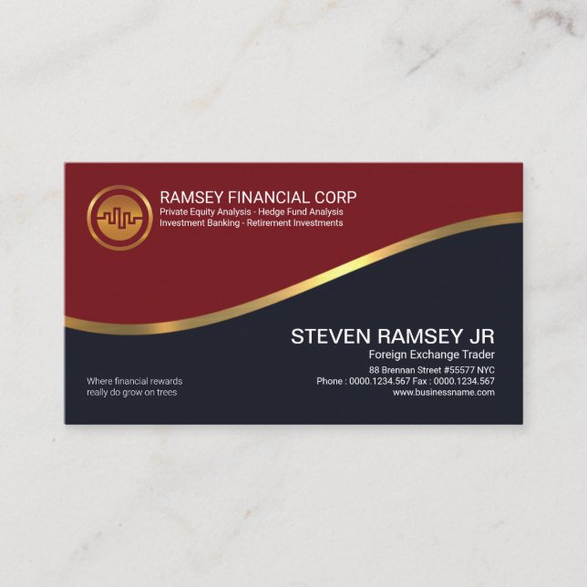 Modern Simple Stylish Gold Wave Forex Trader Business Card (Front)