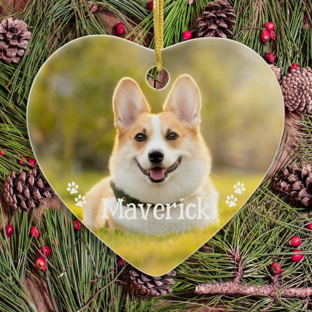 Modern Simple Stylish Personalized Pet Dog Photo Ceramic Ornament (Creator Uploaded)