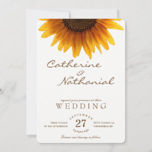 Modern Simple Summer Sunflower Wedding Invitation