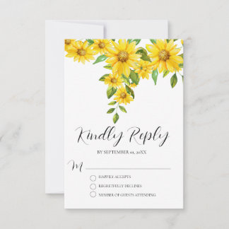 modern simple sunflower RSVP Card