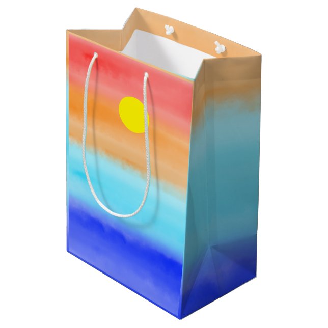 Modern simple sunset Rainbow colorful gradient  Medium Gift Bag (Back Angled)
