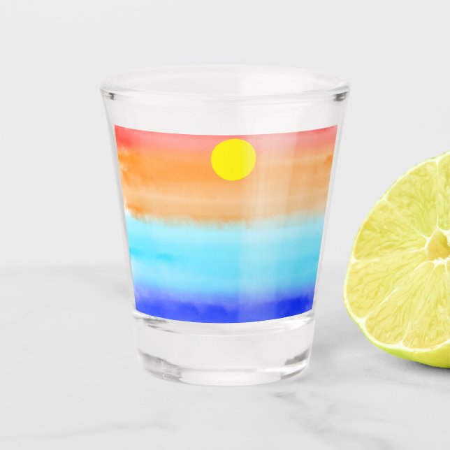 Modern simple sunset Rainbow colourful gradient  Shot Glass (Front)