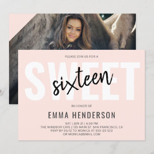 Modern Simple Sweet 16 Invitation
